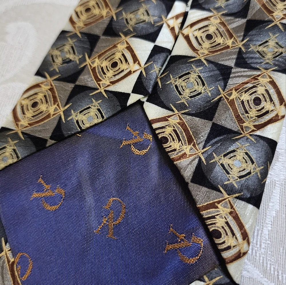 VG VALERIO GARATI Vintage Pure Silk Abstract Print Tie